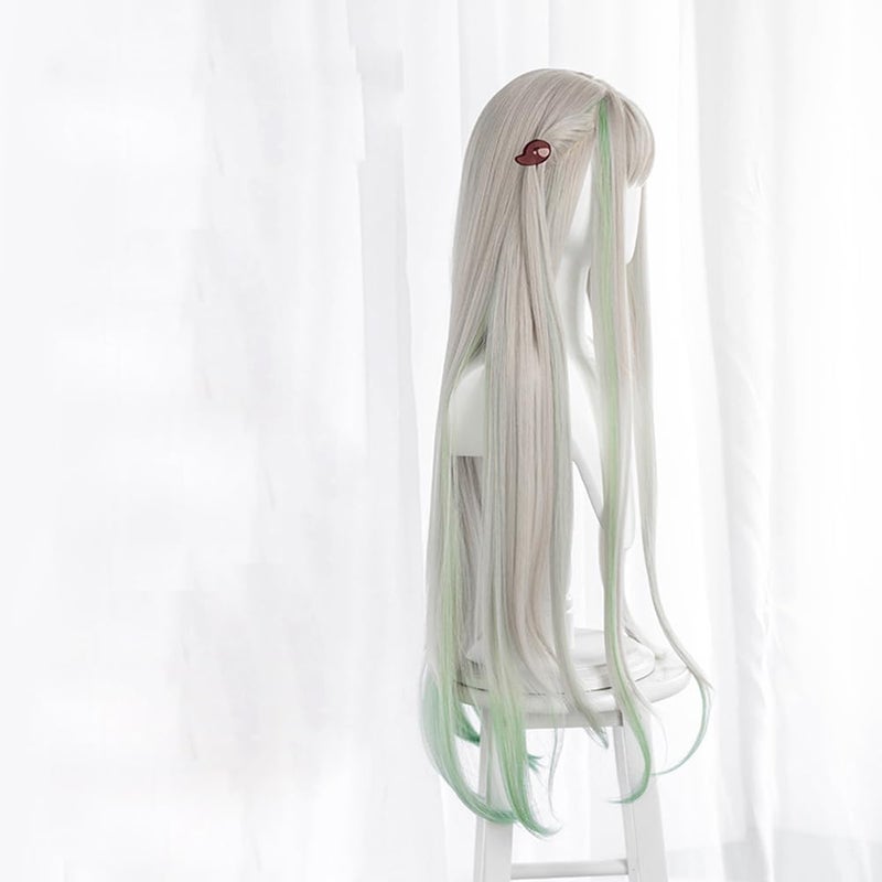 JCvCX Anime Yashiro Nene Wig Gray Mixed Light Green Long Straight Party Hair Cosplay Props Halloween - Image 3
